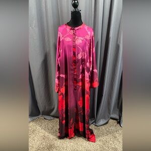 Natori Aubrey ombré maxi full zip caftan size XL